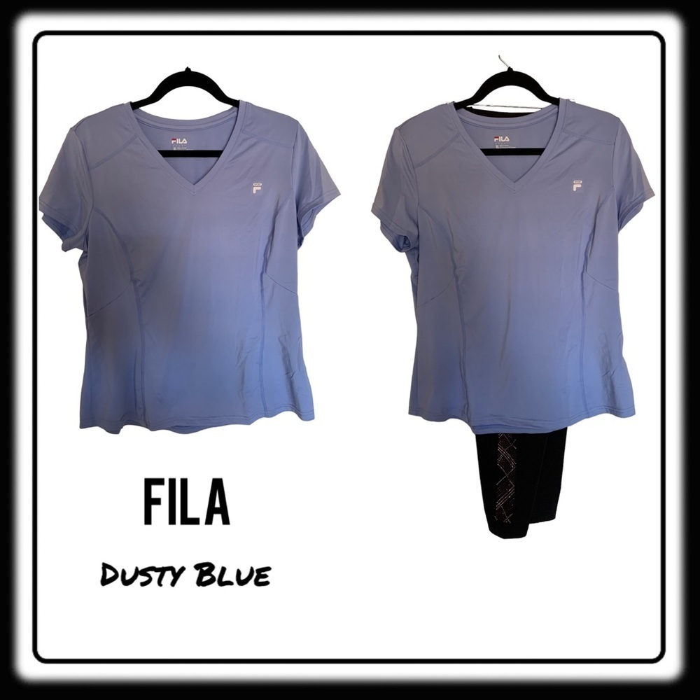 FILA dusty blue workout shirt. size XL. Stretchy and lightweight!